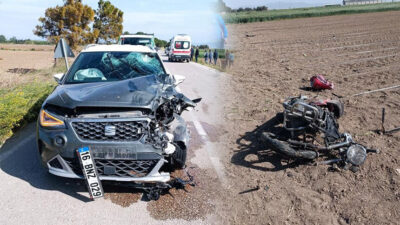 Karacabey'de meydana gelen trafik kazasında, motosiklet ile otomobilin çarpışması sonucu