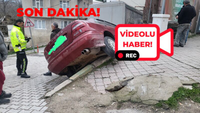 Balıkesir caddesinde oluşan kazada araca çarpmamak için az kalsın takla