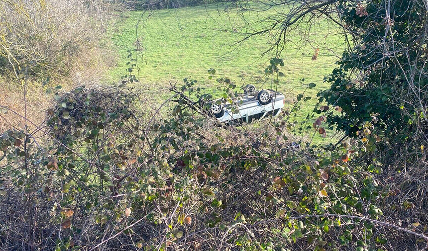 Devecikonağı yolunda bir Kartal marka araç kontrolden çıkarak savruldu.