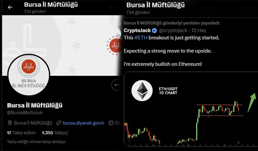 Bursa İl Müftülüğü’nün resmi X hesabı kimliği belirsiz kişilerce ele