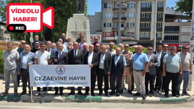 Mustafakemalpaşa’da yapılması planlanan cezaevi projesine karşı PAŞADER öncülüğünde meydanda basın