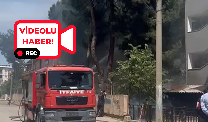 Mesleki Eğitim Merkezi’nin bahçesinde çıkan yangın, kısa süreli paniğe neden