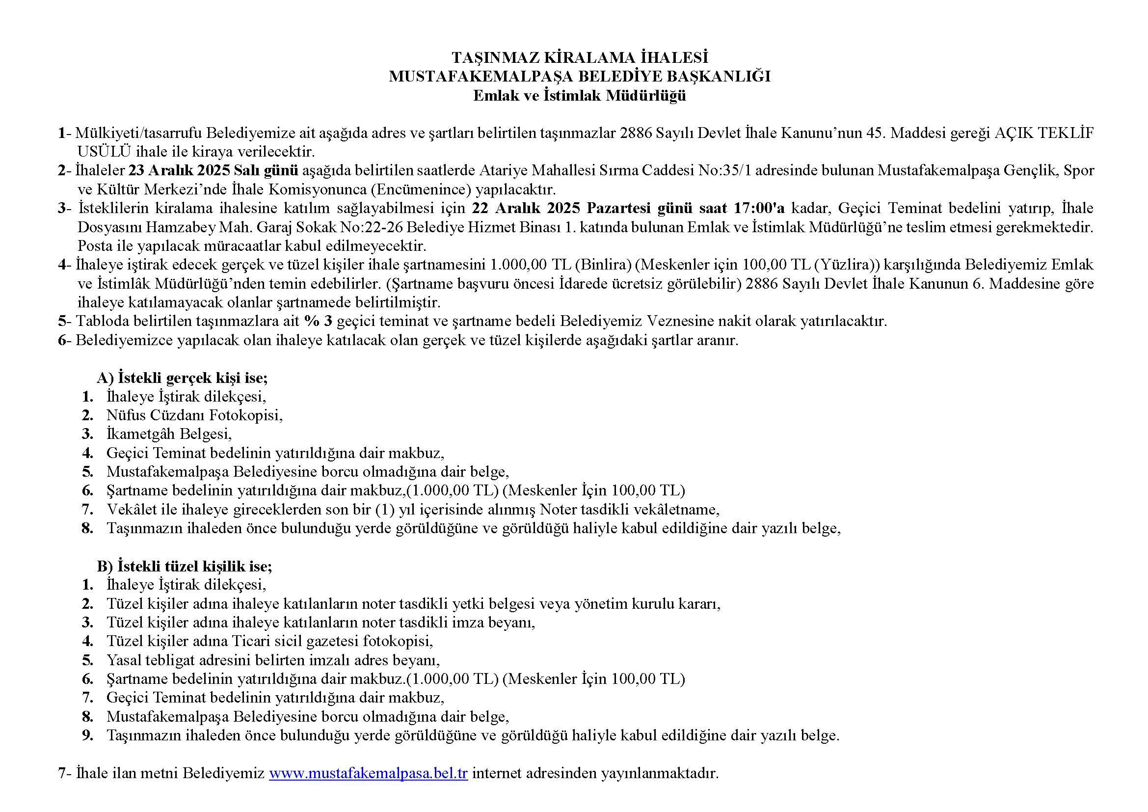 Kiralama Ihale Ilan Metni 23 12 2025 (Pdf)1765437099 Sayfa 1