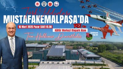 Türk Yıldızları, 16 Mart’ta Mustafakemalpaşa semalarında gösteri uçuşu yapacak. Etkinlik,